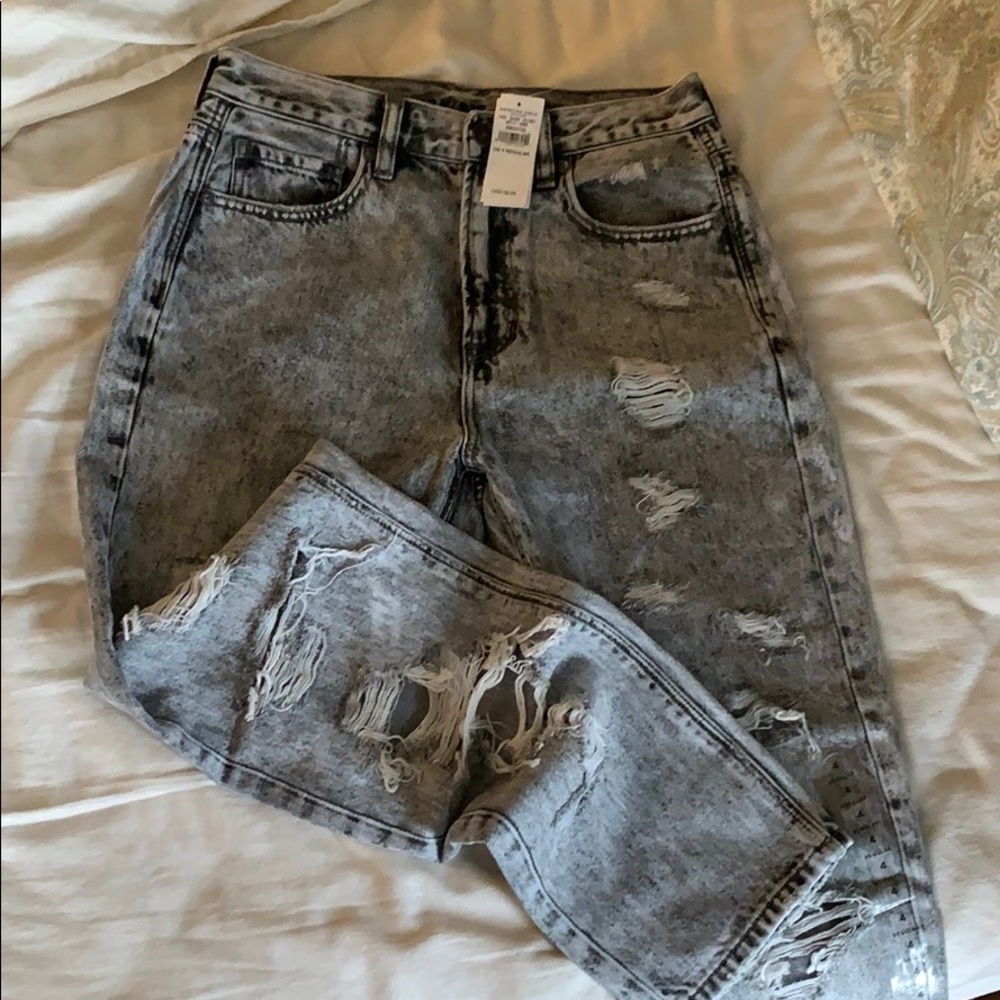 NWT American Eagle Distressed Grey Acid Wash Denim